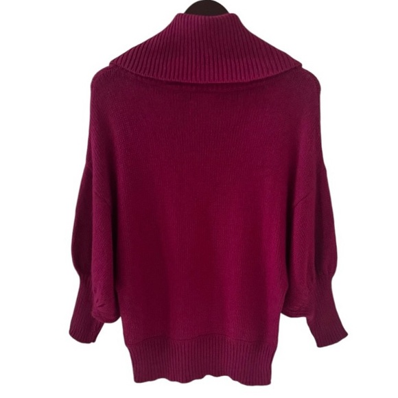 Express Deep Pink Cowl Neck 3/4 Sleeve Angora Blend Sweater Size Small - Picture 4 of 5